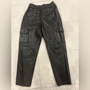 Zara Black Faux Leather Cargo Pants - Size Small